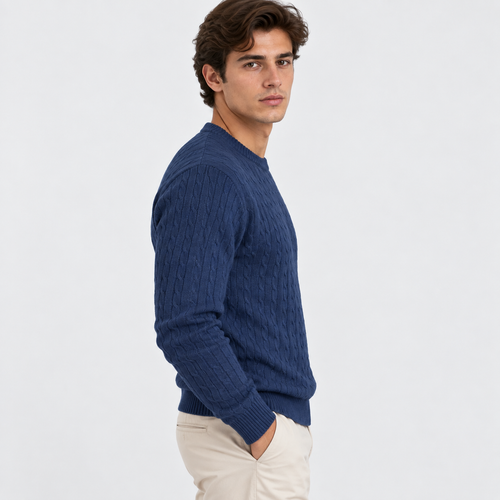 Men's Cable Knit Sweater – Crew Neck Pullover