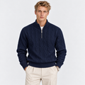 Men's Cable Knit Quarter-Zip Sweater – Classic Winter Pullover